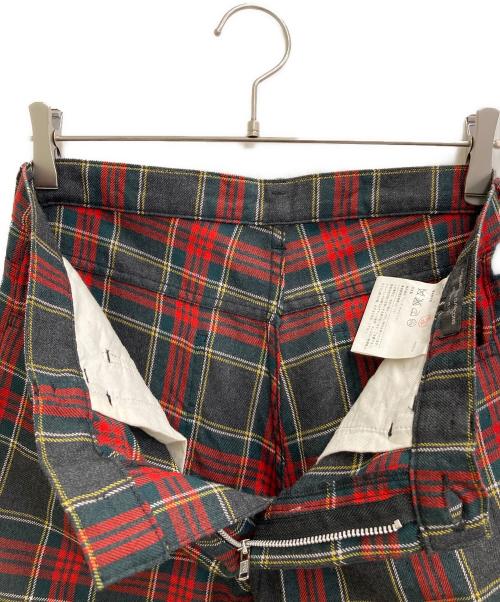 COMME des GARCONS HOMME PLUS（コムデギャルソンオムプリュス）COMME des GARCONS HOMME PLUS (コムデギャルソンオムプリュス) 縮絨チェックタックパンツ グリーン×レッド サイズ:Sの古着・服飾アイテム