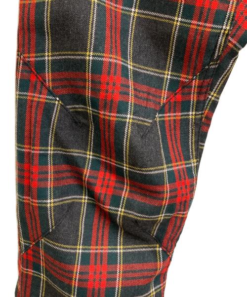 COMME des GARCONS HOMME PLUS（コムデギャルソンオムプリュス）COMME des GARCONS HOMME PLUS (コムデギャルソンオムプリュス) 縮絨チェックタックパンツ グリーン×レッド サイズ:Sの古着・服飾アイテム