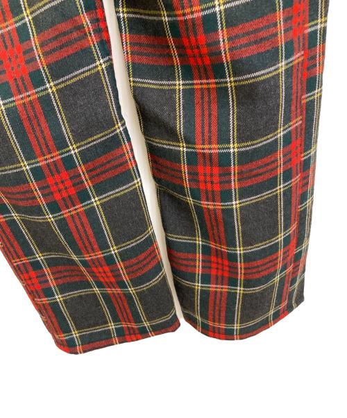 COMME des GARCONS HOMME PLUS（コムデギャルソンオムプリュス）COMME des GARCONS HOMME PLUS (コムデギャルソンオムプリュス) 縮絨チェックタックパンツ グリーン×レッド サイズ:Sの古着・服飾アイテム