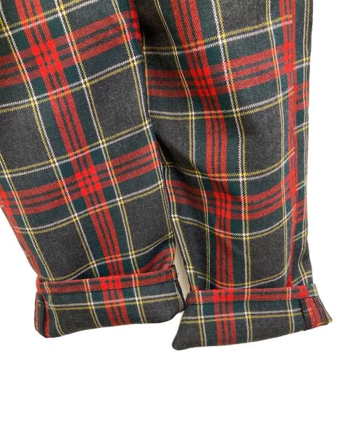 COMME des GARCONS HOMME PLUS（コムデギャルソンオムプリュス）COMME des GARCONS HOMME PLUS (コムデギャルソンオムプリュス) 縮絨チェックタックパンツ グリーン×レッド サイズ:Sの古着・服飾アイテム