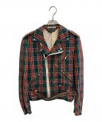 COMME des GARCONS HOMME PLUSコムデギャルソンオムプリュス）の古着「ダブルライダースジャケット」｜レッド×グリーン