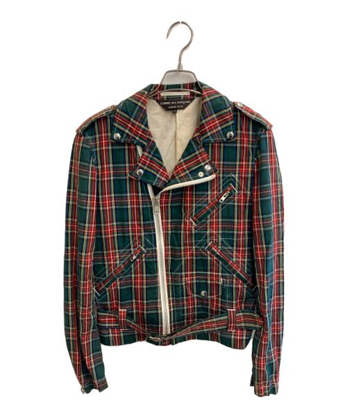 COMME des GARCONS HOMME PLUS（コムデギャルソンオムプリュス）COMME des GARCONS HOMME PLUS (コムデギャルソンオムプリュス) ダブルライダースジャケット レッド×グリーン サイズ:Sの古着・服飾アイテム