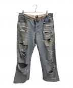 DOLCE & GABBANAドルチェ＆ガッバーナ）の古着「ダメージ加工デニムパンツ」｜インディゴ