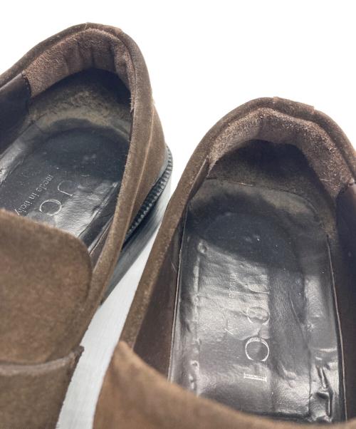GUCCI（グッチ）GUCCI (グッチ) スクエアトゥースウェードローファー ブラウン サイズ:25.5cmの古着・服飾アイテム