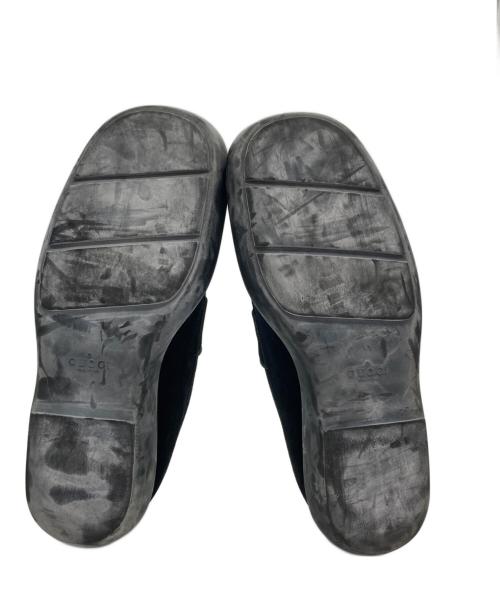 GUCCI（グッチ）GUCCI (グッチ) スクエアトゥースウェードローファー ブラック サイズ:26cmの古着・服飾アイテム