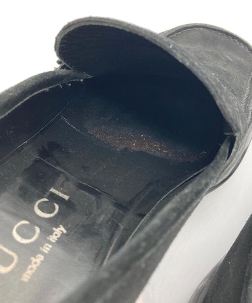 GUCCI（グッチ）GUCCI (グッチ) スクエアトゥースウェードローファー ブラック サイズ:26cmの古着・服飾アイテム
