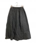 homspunホームスパン）の古着「リネンギャザースカート」｜ブラック