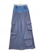 MAISON SPECIALメゾンスペシャル）の古着「カットオフデニムレイヤードスウェットパンツ」｜ネイビー