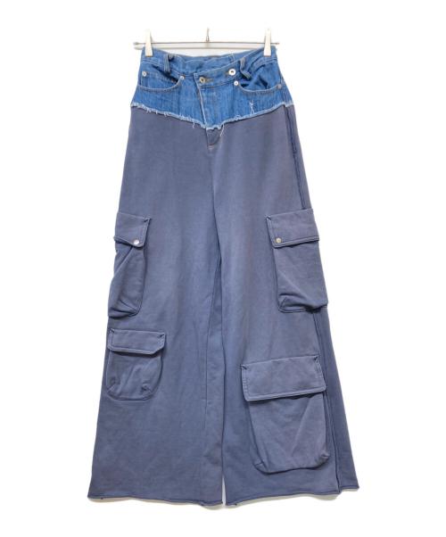 MAISON SPECIAL（メゾンスペシャル）MAISON SPECIAL (メゾンスペシャル) カットオフデニムレイヤードスウェットパンツ ネイビー サイズ:Mの古着・服飾アイテム