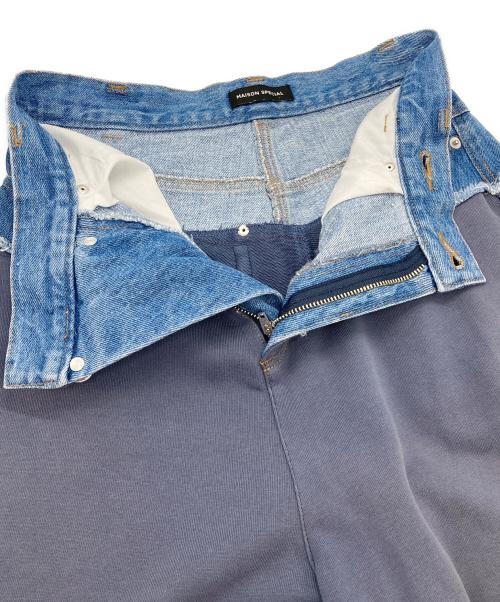 MAISON SPECIAL（メゾンスペシャル）MAISON SPECIAL (メゾンスペシャル) カットオフデニムレイヤードスウェットパンツ ネイビー サイズ:Mの古着・服飾アイテム