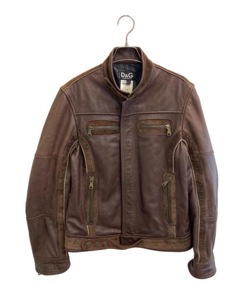 DOLCE & GABBANA（ドルチェ＆ガッバーナ）DOLCE & GABBANA (ドルチェ＆ガッバーナ) レザージャケット ブラウン サイズ:46の古着・服飾アイテム
