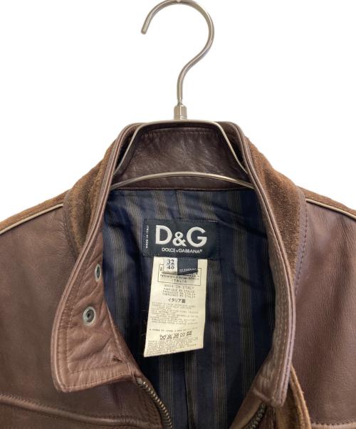 DOLCE & GABBANA（ドルチェ＆ガッバーナ）DOLCE & GABBANA (ドルチェ＆ガッバーナ) レザージャケット ブラウン サイズ:46の古着・服飾アイテム