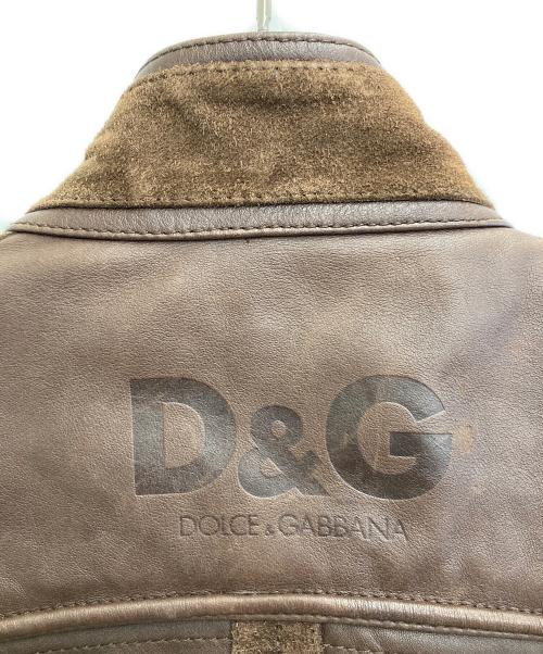 DOLCE & GABBANA（ドルチェ＆ガッバーナ）DOLCE & GABBANA (ドルチェ＆ガッバーナ) レザージャケット ブラウン サイズ:46の古着・服飾アイテム