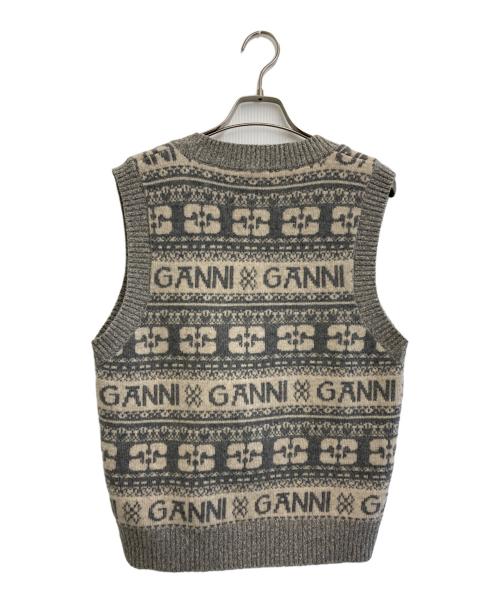 GANNI（ガニー）Ganni (ガニー) ロゴウールミックスベスト グレー サイズ:-の古着・服飾アイテム