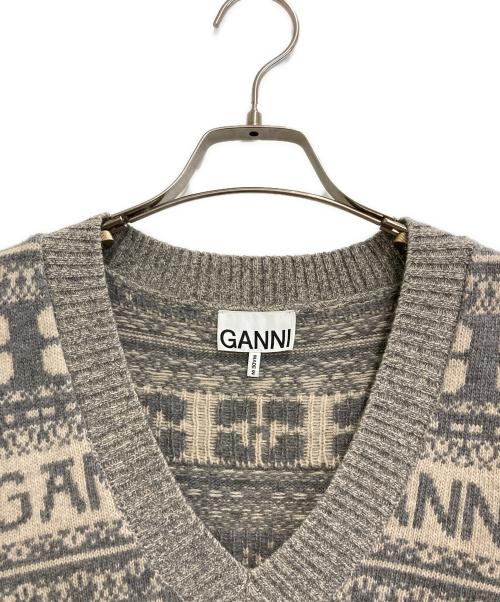 GANNI（ガニー）Ganni (ガニー) ロゴウールミックスベスト グレー サイズ:-の古着・服飾アイテム