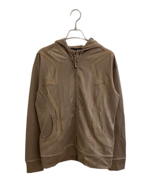 MARITHE+FRANCOIS GIRBAUD（マリテフランソワジルボー）MARITHE+FRANCOIS GIRBAUD (マリテフランソワジルボー) 刺し子ジップパーカー ブラウン サイズ:Lの古着・服飾アイテム