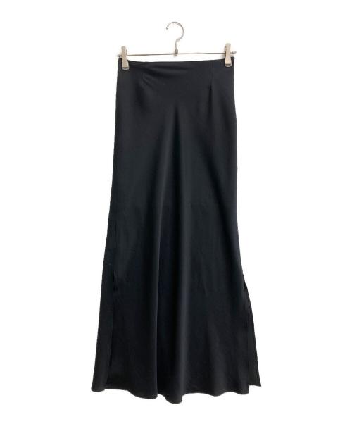 ZOE（ゾーイ）zoe (ゾーイ) スリットロングサテンスカート ブラック サイズ:freeの古着・服飾アイテム