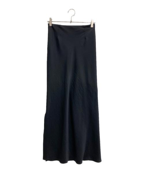 ZOE（ゾーイ）zoe (ゾーイ) スリットロングサテンスカート ブラック サイズ:freeの古着・服飾アイテム