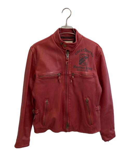 AVIREX（アヴィレックス）AVIREX (アヴィレックス) ラムレザーライダースジャケット レッド サイズ:Mの古着・服飾アイテム