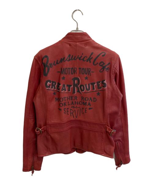 AVIREX（アヴィレックス）AVIREX (アヴィレックス) ラムレザーライダースジャケット レッド サイズ:Mの古着・服飾アイテム