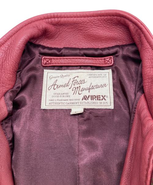 AVIREX（アヴィレックス）AVIREX (アヴィレックス) ラムレザーライダースジャケット レッド サイズ:Mの古着・服飾アイテム