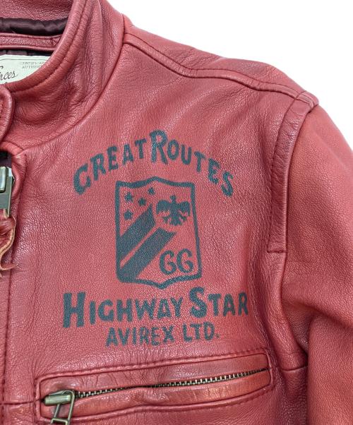 AVIREX（アヴィレックス）AVIREX (アヴィレックス) ラムレザーライダースジャケット レッド サイズ:Mの古着・服飾アイテム