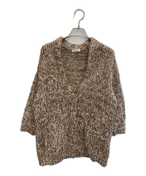 BRUNELLO CUCINELLI（ブルネロクチネリ）BRUNELLO CUCINELLI (ブルネロクチネリ) スパンコールニットカーディガン ブラウン サイズ:Sの古着・服飾アイテム