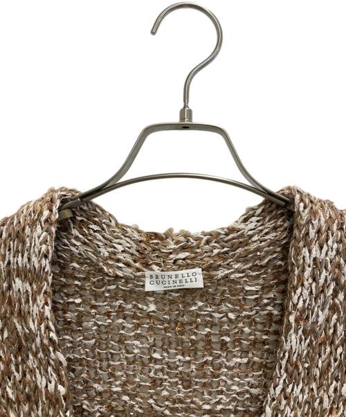 BRUNELLO CUCINELLI（ブルネロクチネリ）BRUNELLO CUCINELLI (ブルネロクチネリ) スパンコールニットカーディガン ブラウン サイズ:Sの古着・服飾アイテム