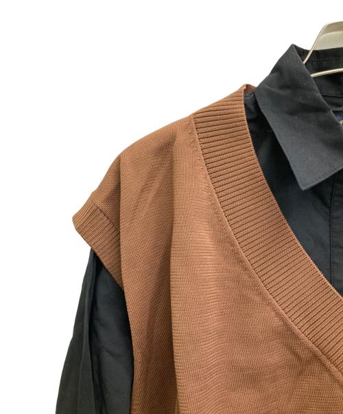 FRED PERRY（フレッドペリー）FRED PERRY (フレッドペリー) Knit Layered Shirt ブラック×ブラウン サイズ:34の古着・服飾アイテム