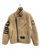 AVIREXアヴィレックス）の古着「フリースライダースジャケット」｜ベージュ
