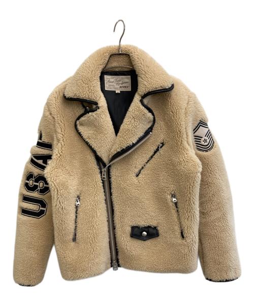 AVIREX（アヴィレックス）AVIREX (アヴィレックス) フリースライダースジャケット ベージュ サイズ:Mの古着・服飾アイテム