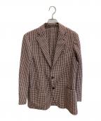 LARDINIラルディーニ）の古着「リネンブレンドチェックジャケット」｜レッド