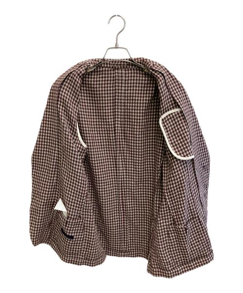 LARDINI（ラルディーニ）LARDINI (ラルディーニ) リネンブレンドチェックジャケット レッド サイズ:46の古着・服飾アイテム