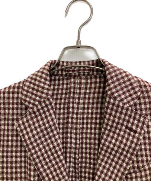 LARDINI（ラルディーニ）LARDINI (ラルディーニ) リネンブレンドチェックジャケット レッド サイズ:46の古着・服飾アイテム
