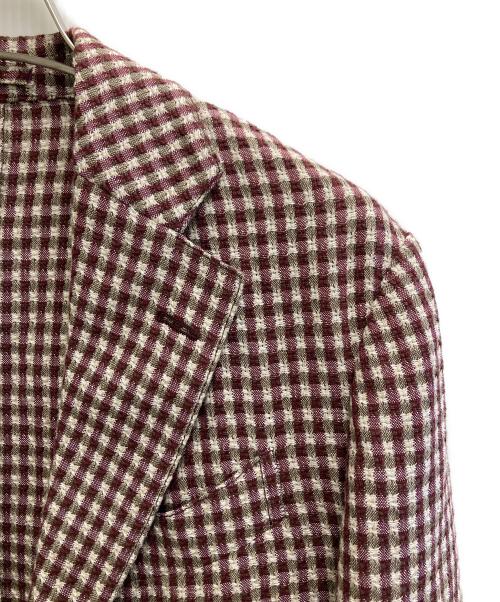 LARDINI（ラルディーニ）LARDINI (ラルディーニ) リネンブレンドチェックジャケット レッド サイズ:46の古着・服飾アイテム