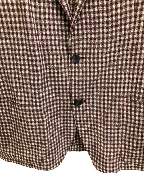 LARDINI（ラルディーニ）LARDINI (ラルディーニ) リネンブレンドチェックジャケット レッド サイズ:46の古着・服飾アイテム