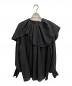 ENFOLDエンフォルド）の古着「コットン ウェーブカラー ブラウス プルオーバー トップス」｜ブラック