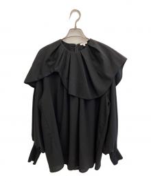 ENFOLD（エンフォルド）の古着「コットン ウェーブカラー ブラウス プルオーバー トップス」｜ブラック