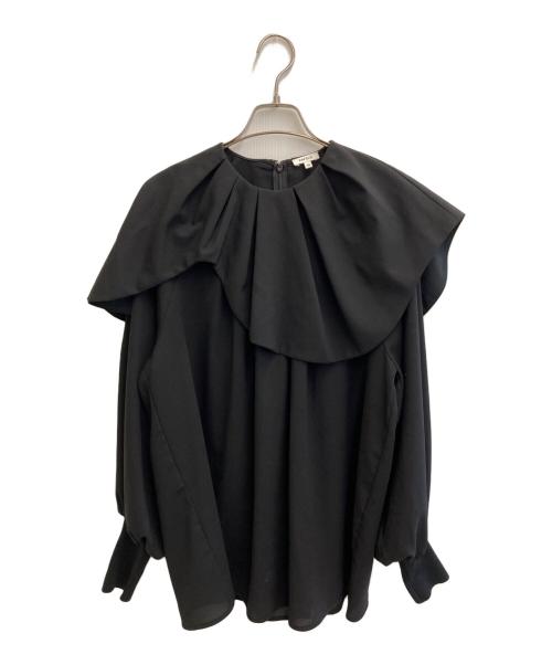 ENFOLD（エンフォルド）ENFOLD (エンフォルド) コットン ウェーブカラー ブラウス プルオーバー トップス ブラック サイズ:38の古着・服飾アイテム