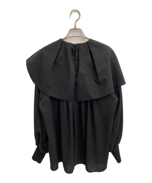 ENFOLD（エンフォルド）ENFOLD (エンフォルド) コットン ウェーブカラー ブラウス プルオーバー トップス ブラック サイズ:38の古着・服飾アイテム