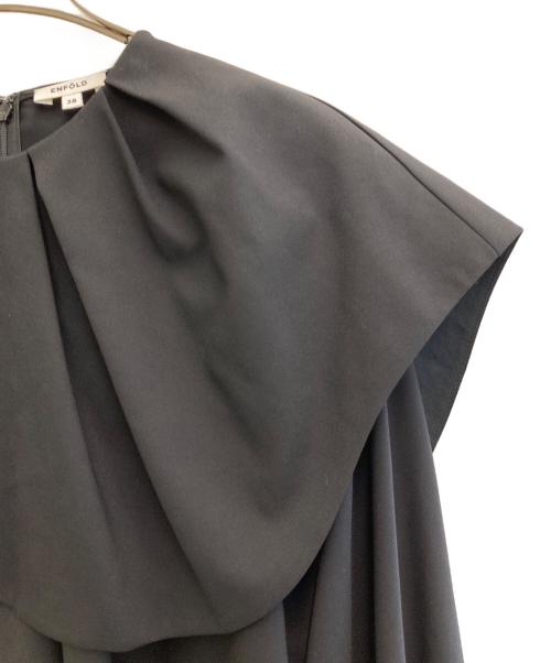 ENFOLD（エンフォルド）ENFOLD (エンフォルド) コットン ウェーブカラー ブラウス プルオーバー トップス ブラック サイズ:38の古着・服飾アイテム