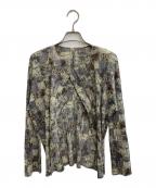 PLEATS PLEASEプリーツプリーズ）の古着「プリーツカーディガン」｜カーキ×グレー