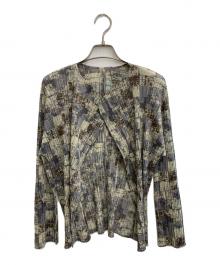 PLEATS PLEASE（プリーツプリーズ）の古着「プリーツカーディガン」｜カーキ×グレー