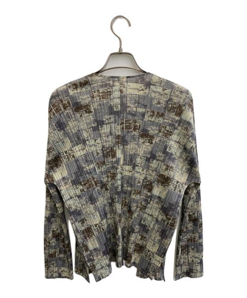 PLEATS PLEASE（プリーツプリーズ）PLEATS PLEASE (プリーツプリーズ) プリーツカーディガン カーキ×グレー サイズ:3の古着・服飾アイテム