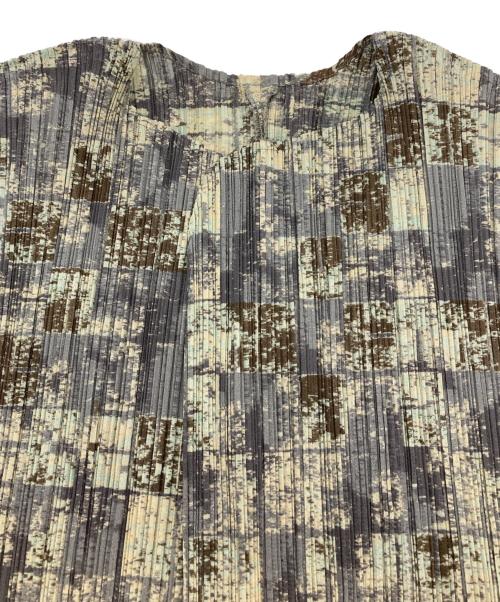 PLEATS PLEASE（プリーツプリーズ）PLEATS PLEASE (プリーツプリーズ) プリーツカーディガン カーキ×グレー サイズ:3の古着・服飾アイテム