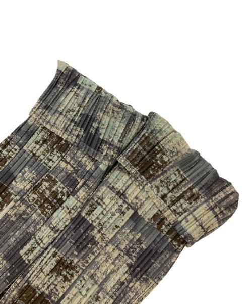 PLEATS PLEASE（プリーツプリーズ）PLEATS PLEASE (プリーツプリーズ) プリーツカーディガン カーキ×グレー サイズ:3の古着・服飾アイテム