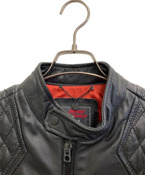 DIESEL（ディーゼル）DIESEL (ディーゼル) カウレザージャケット ブラック サイズ:Mの古着・服飾アイテム