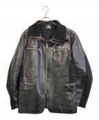 PAL ZILERIパルジレリ）の古着「ニット切替レザージャケット」｜ブラック