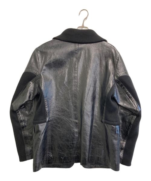 PAL ZILERI（パルジレリ）PAL ZILERI (パルジレリ) ニット切替レザージャケット ブラック サイズ:54の古着・服飾アイテム