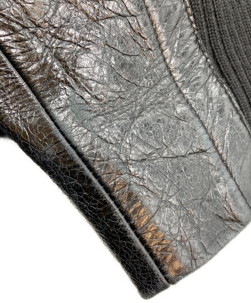 PAL ZILERI（パルジレリ）PAL ZILERI (パルジレリ) ニット切替レザージャケット ブラック サイズ:54の古着・服飾アイテム